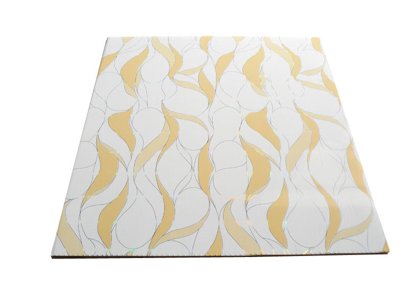 Flat Waterproof PVC Ceiling Panels Fire Resistant Hot Stamping Surface 60.3cm x 60.3cm